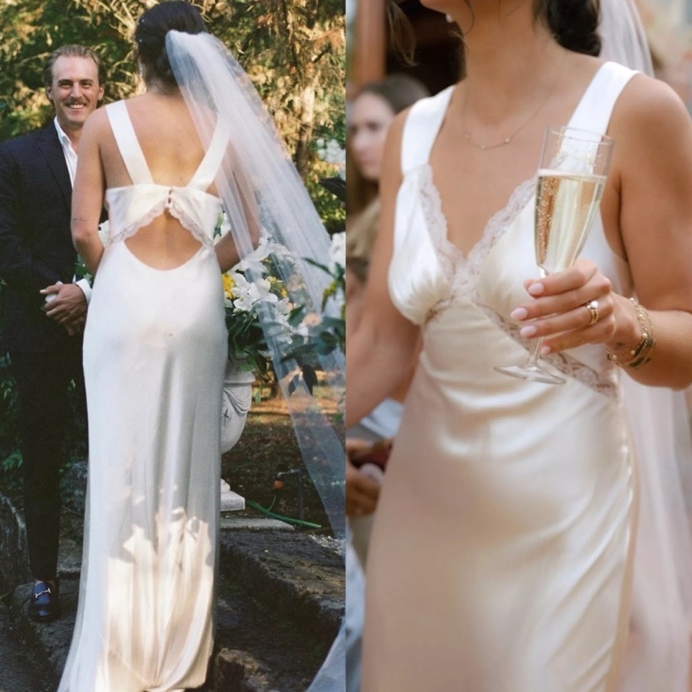 REFORMATION Chania Ivory Silk Maxi Dress L